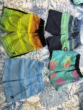 Hurley Boys' Multicolor Striped & Tropical Swim Shorts Lot